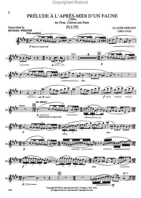 Prelude L'apres Midi D'un Faune (Prelude To 'Afternoon Of A Faun') For Flute, Clarinet & Piano)